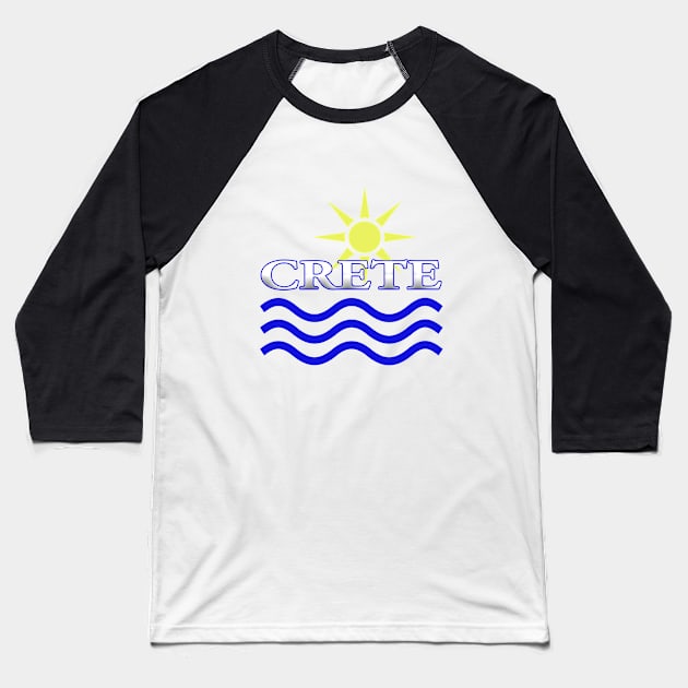 CRETE-Sun Water+Text Baseball T-Shirt by BLDesign